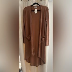 Womens long cardigan in light brown